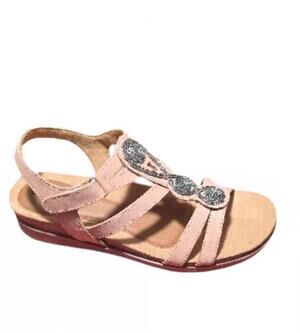 NEW COBB HILL women's may embellished strappy flat sandals in pink